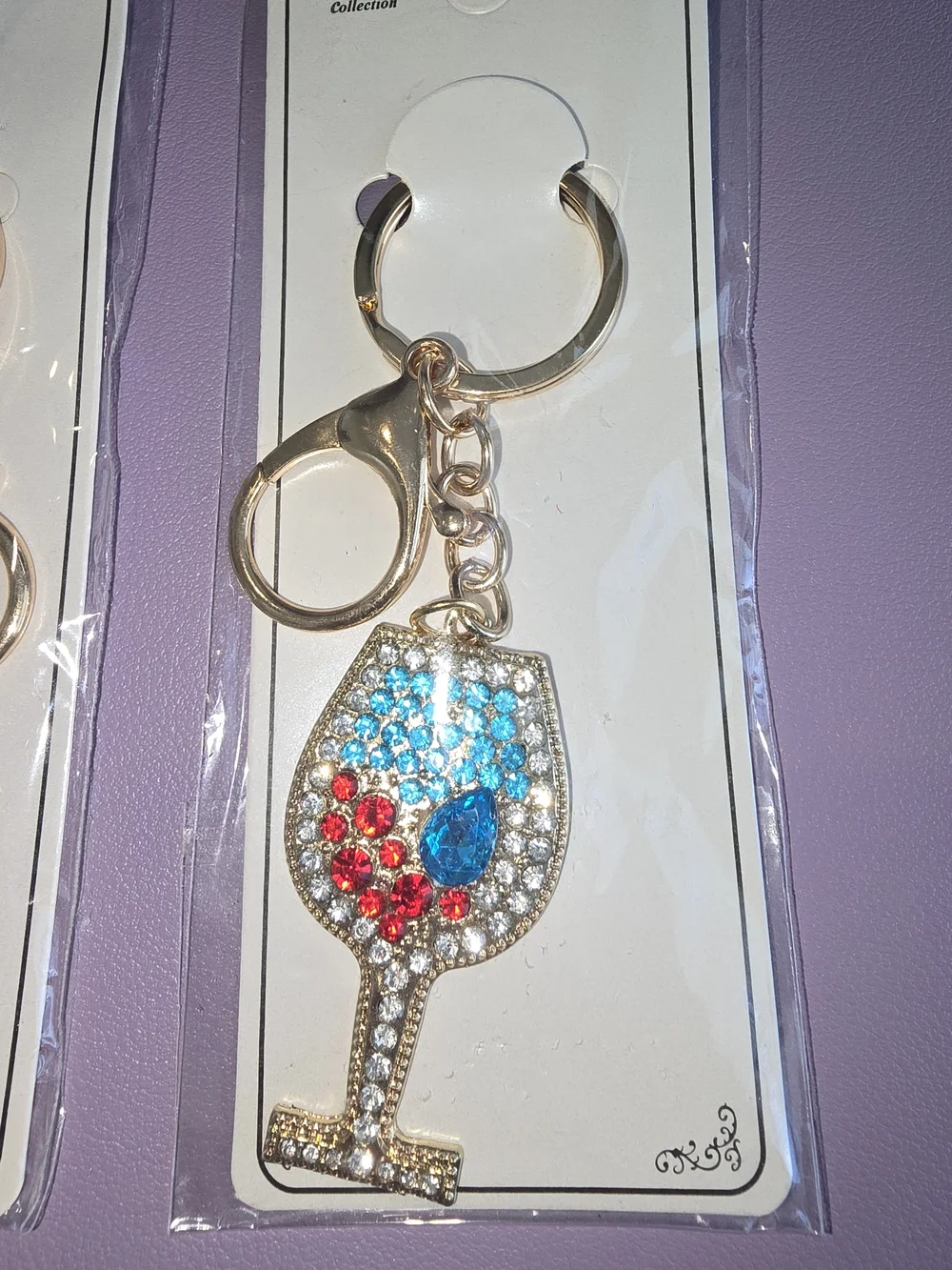 Pick One! TC COLLECTION Gold Wine Glass Keychain with Multicolor Rhinestones